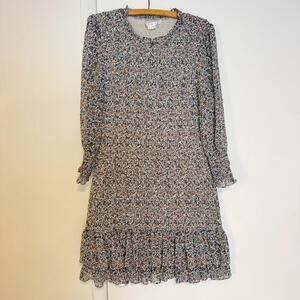 Veronica Beard Womens Size 12 Floral Farha Mini Dress Long Sleeve Ruffle Boho